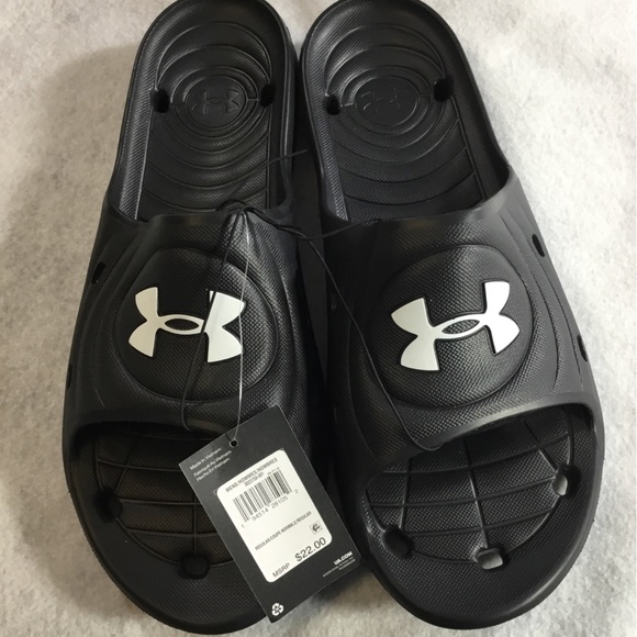 Under Armour Black Men’s Slide Sandals SZ18 - Picture 2 of 7